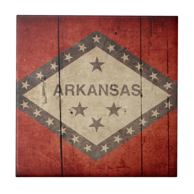 Rugged Arkansas Flag Ceramic Tile (Front)