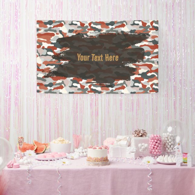 Rugged Autumn Camouflage Personalised Banner (Party)
