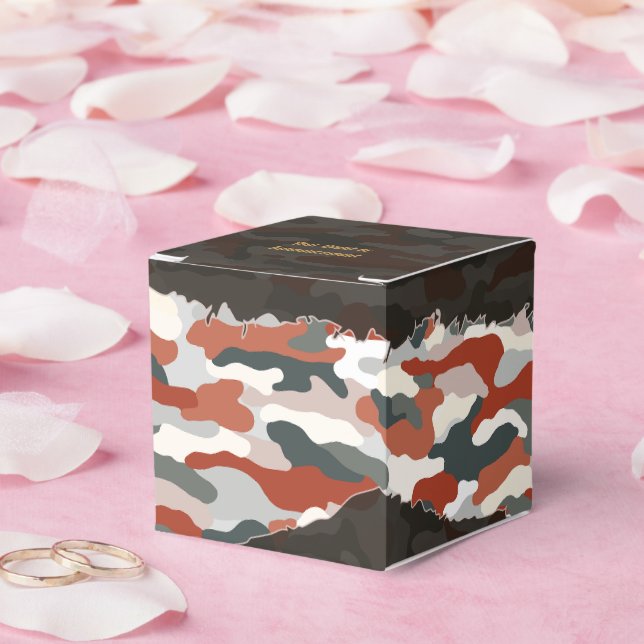 Rugged Autumn Camouflage Personalised Favour Box (Wedding)