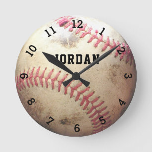 Rugged Baseball Personalised Round Clock