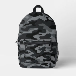 Rugged Black Grey Camo Tactical Travel Backpack