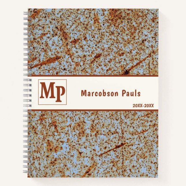 Rugged Brown Weathered Grunge Metal Notebook (Front)