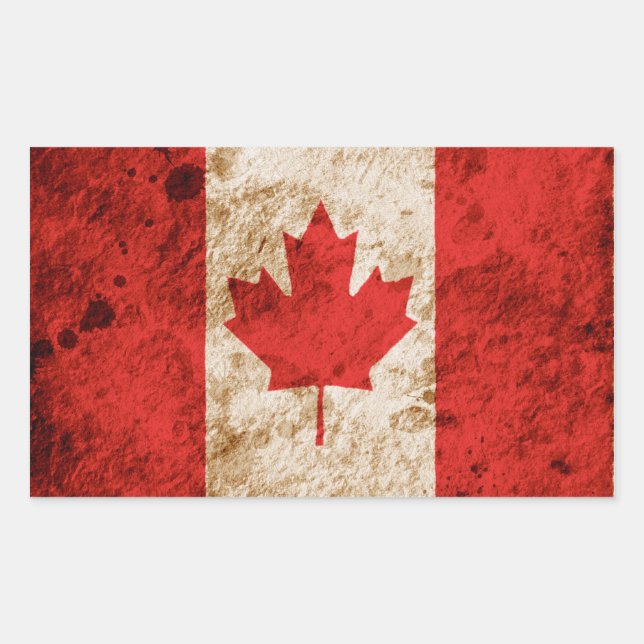 Rugged Canadian Flag Rectangular Sticker (Front)