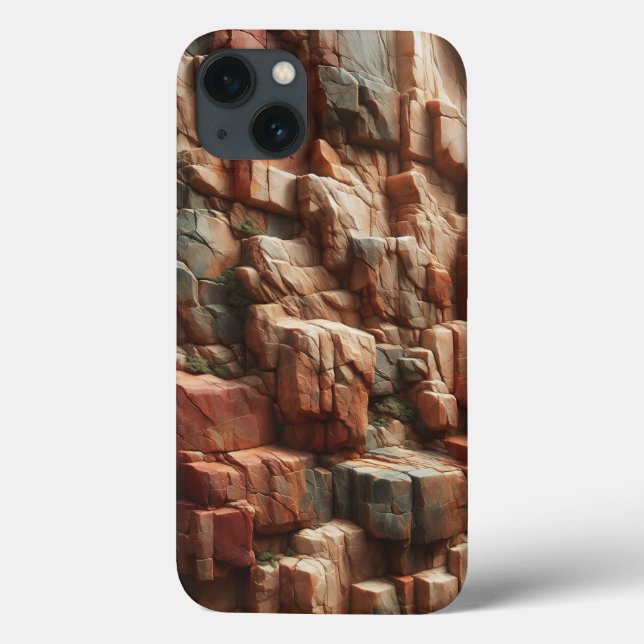 Rugged Canyon Rock Texture Phone Case - Earthy Red (Back)