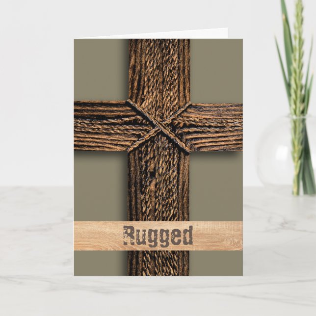 Rugged Copper Cross Psalm 13:5 Encouragement  Card (Front)