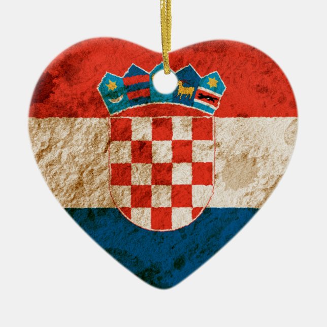 Rugged Croatian Flag Ceramic Ornament (Front)