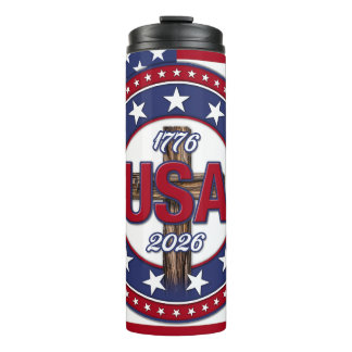 Rugged Cross USA 1776-2026 Flag Thermal Tumbler