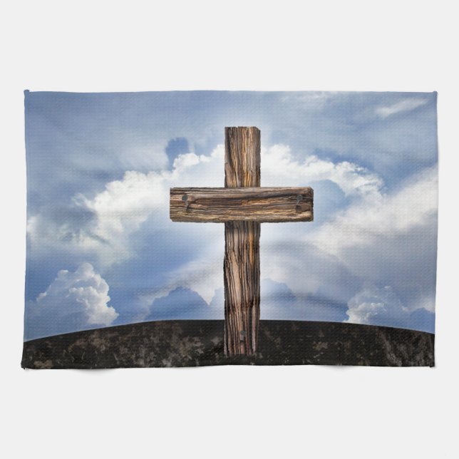 Rugged Cross with Sky Tea Towel (Horizontal)