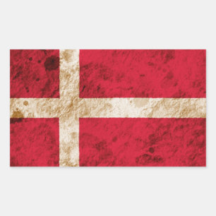 Rugged Danish Flag Rectangular Sticker