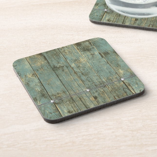Rugged Distressed Old Planks Blue Coasters (Left Side)