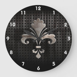 Rugged Fleur de lis Large Clock