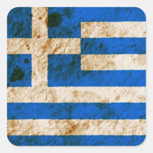 Rugged Greek Flag Square Sticker
