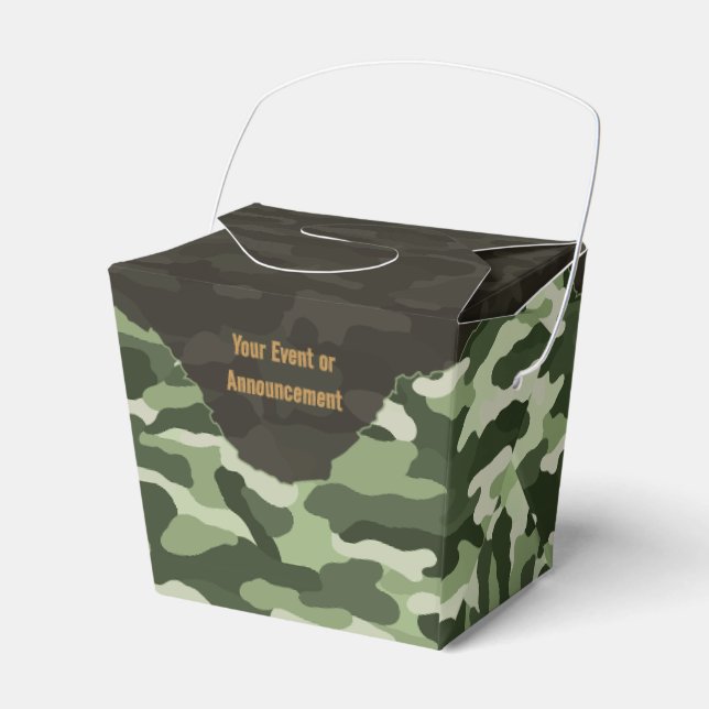 Rugged Green Camouflage Personalised Favour Box (Front Side)