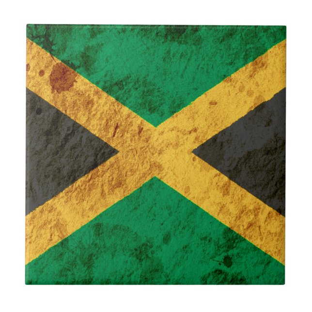 Rugged Jamaican Flag Ceramic Tile (Front)