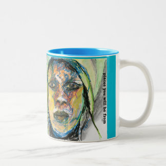 Rugged Jungle Face original art Two-Tone Coffee Mug