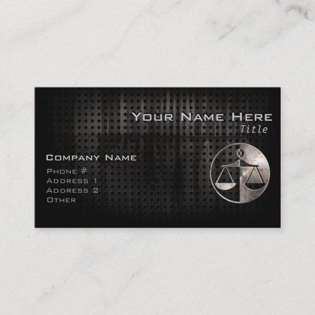 Rugged Justice Scales Business Card (Front)