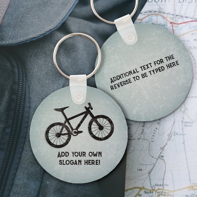 Rugged Look Mountain Bike - your text front & back Key Ring (Creator Uploaded)