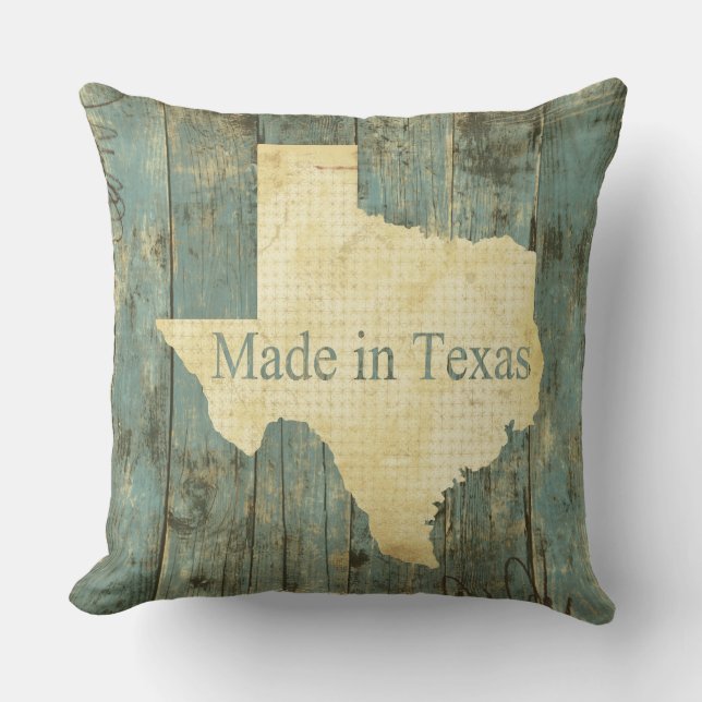 Rugged Made in Texas Blue Throw Pillow (Front)