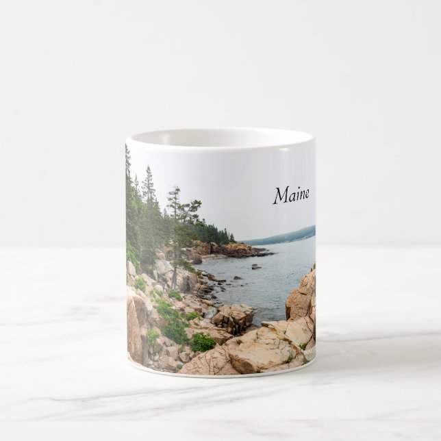 Rugged Maine coast in Acadia National Park Coffee Mug (Center)