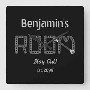 Rugged Manly Teen's Boy's Room Wall Clock