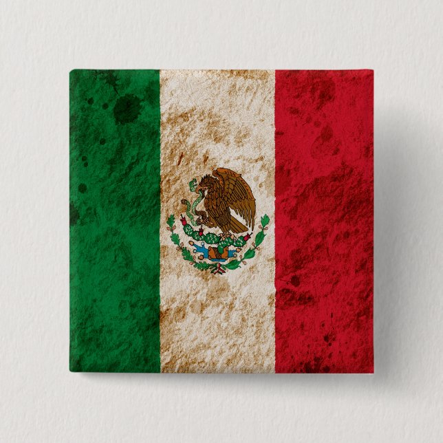 Rugged Mexican Flag 15 Cm Square Badge (Front)