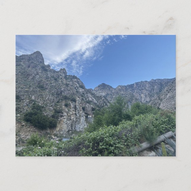 Rugged Mountain Cliffs Green Vegetation Blue Sky Postcard (Front)