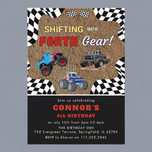 Rugged Off-Road 4th Birthday Monster Truck Invite