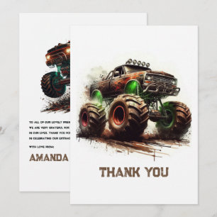Rugged Off-Road Monster Truck Birthday Thank You Card