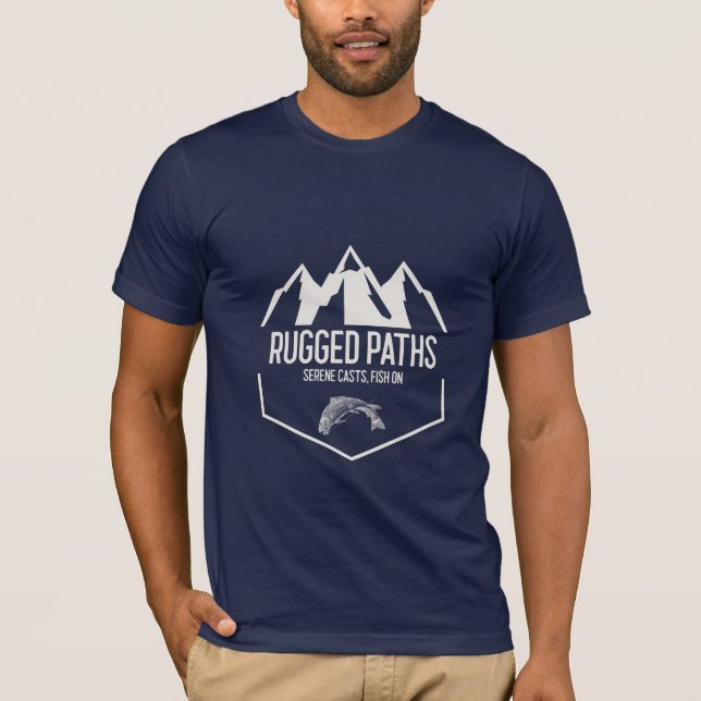 Rugged Paths Serene Casts Hike to Fish T-Shirt (Front)
