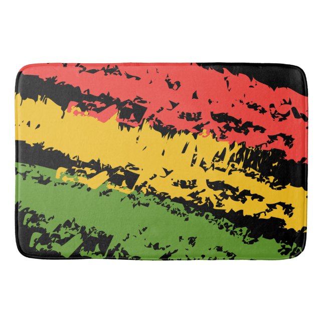 Rugged Rasta Stripes Design Bath Mat (Front)
