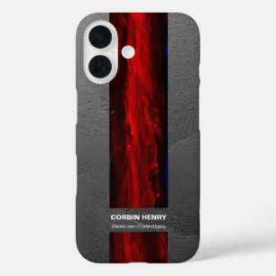 Rugged Red Name Abstract Texture iPhone 16 Case