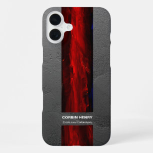 Rugged Red Name Abstract Texture iPhone 16 Plus Case