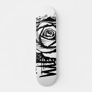Rugged Rose Graffiti Art Black Drip Street Rose Skateboard