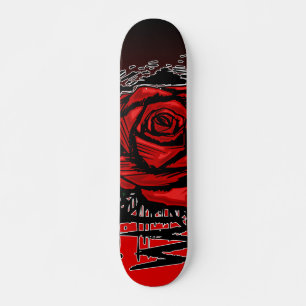 Rugged Rose Graffiti Art – Red Urban Flower Skateboard