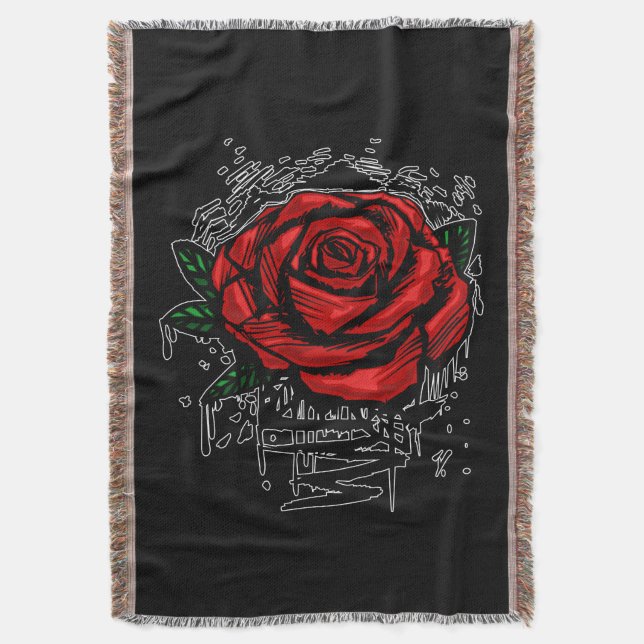 Rugged Rose Throw Blanket (Front Vertical)