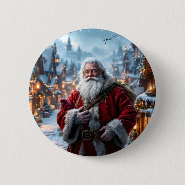 Rugged Santa Button (Front)