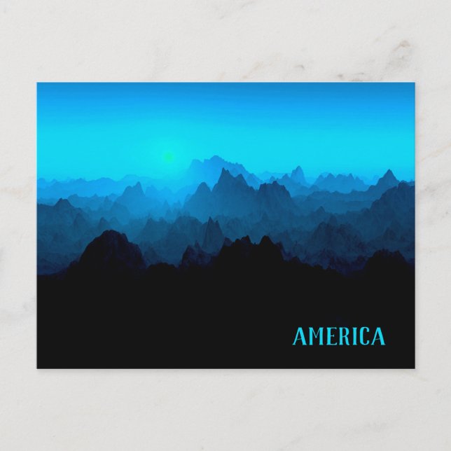 Rugged Smokey Blue Jagged Mountains America Postcard (Front)