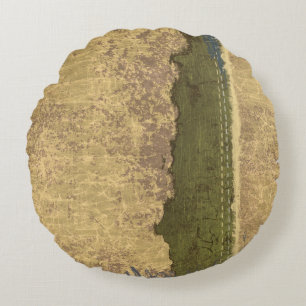 Rugged Tan and Forest Green Round Throw Pillow