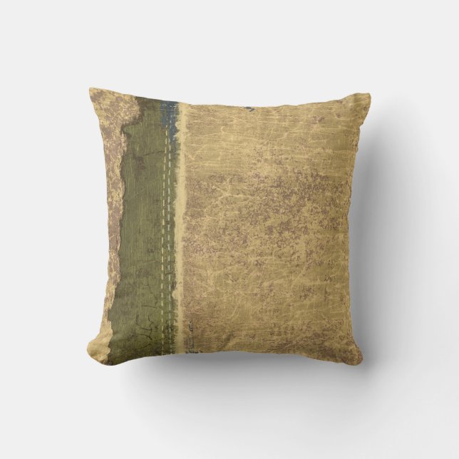 Rugged Tan and Forest Green Throw Pillow (Front)