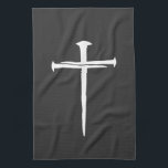 Rugged Three Nails White Cross Christian Tea Towel<br><div class="desc">Rugged simple design: three white nails interlaced to make the Christian Cross.</div>