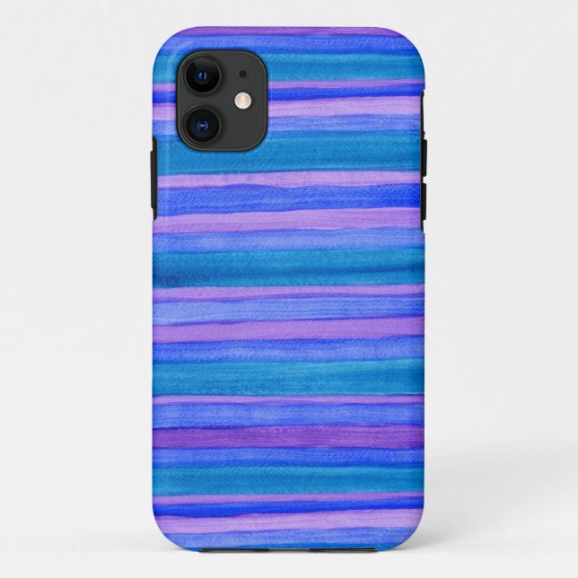 Rugged Turquoise, Blue, Violet Painted Stripes Case-Mate iPhone Case (Back)