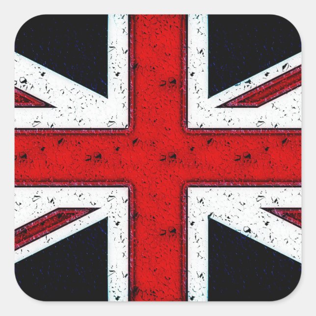 Rugged Union Jack Square Sticker (Front)