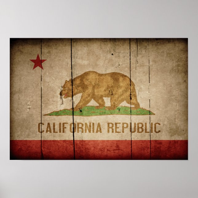Rugged Wood California Flag Poster (Front)