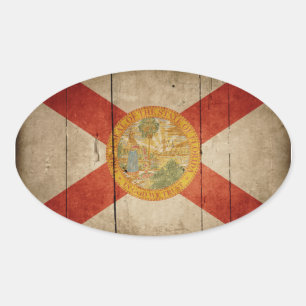 Rugged Wood Florida Flag Oval Sticker