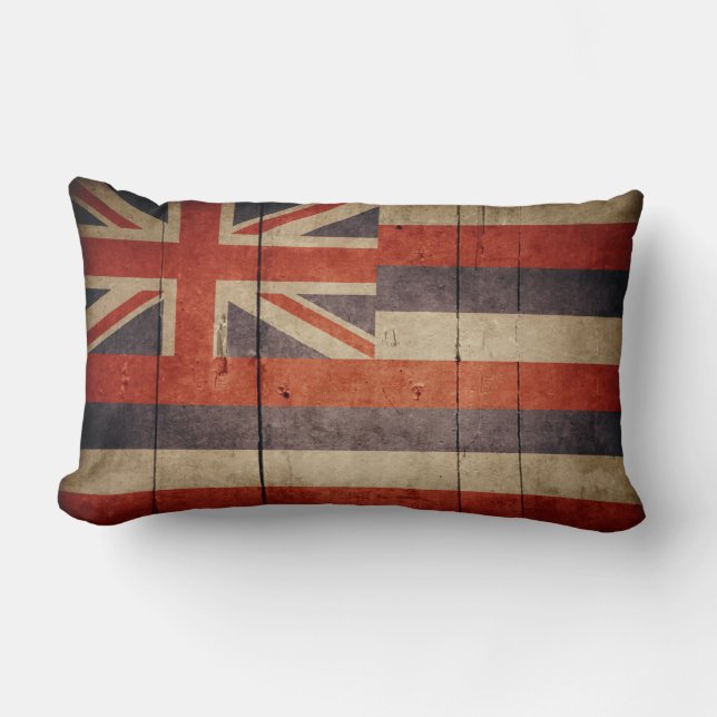 Rugged Wood Hawaii Flag Lumbar Cushion (Front)