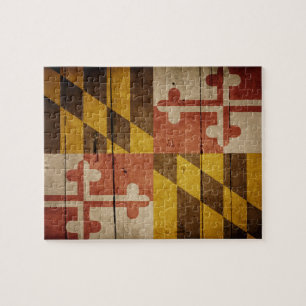 Rugged Wood Maryland Flag Jigsaw Puzzle