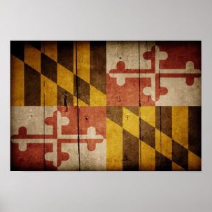 Rugged Wood Maryland Flag Poster