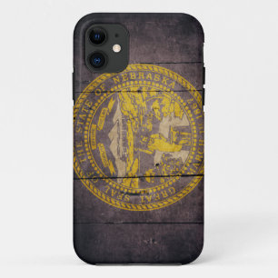 Rugged Wood Nebraska Flag iPhone 11 Case