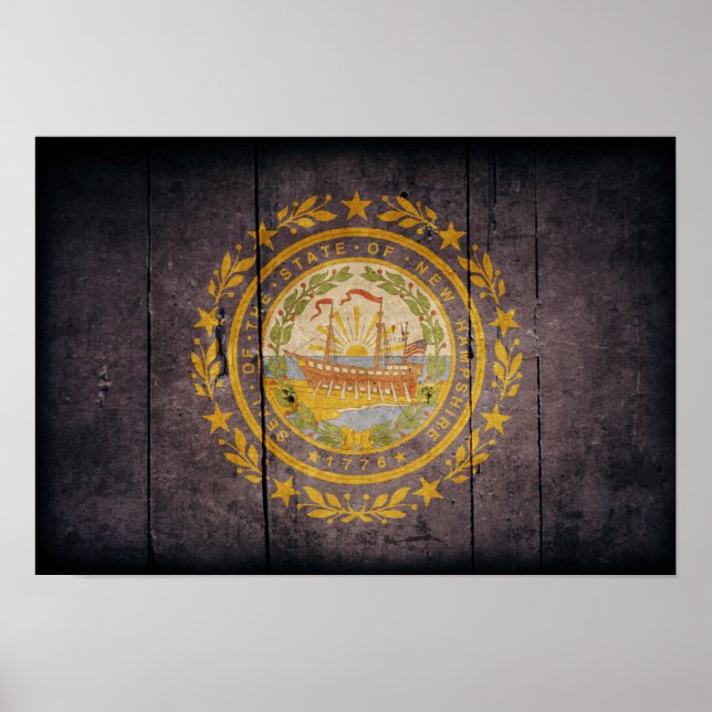 Rugged Wood New Hampshire Flag Poster (Front)