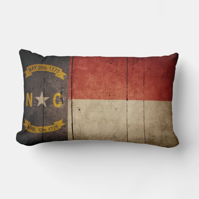 Rugged Wood North Carolina Flag Lumbar Cushion (Front)